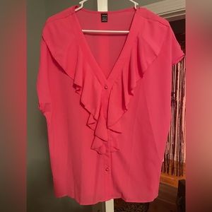Button down, pink blouse